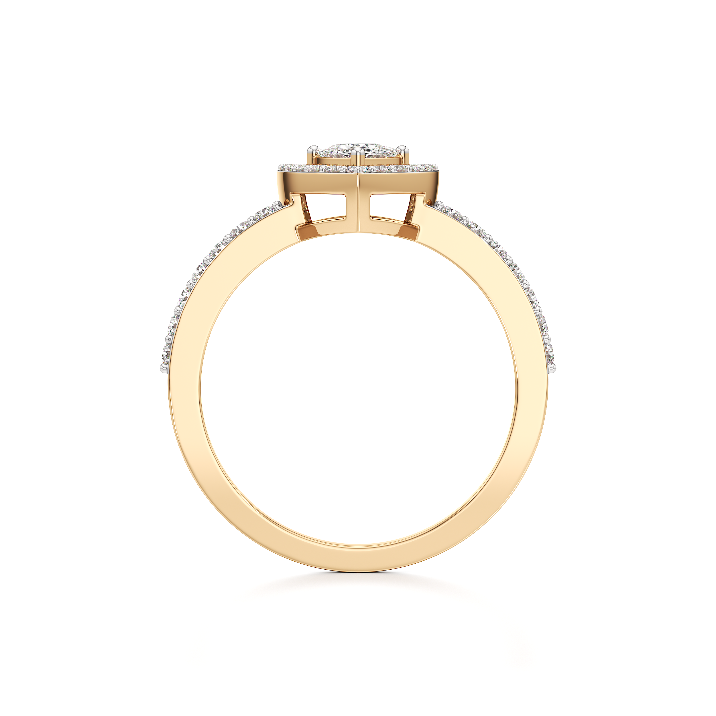 Bedazzled Halo Triangle Ring