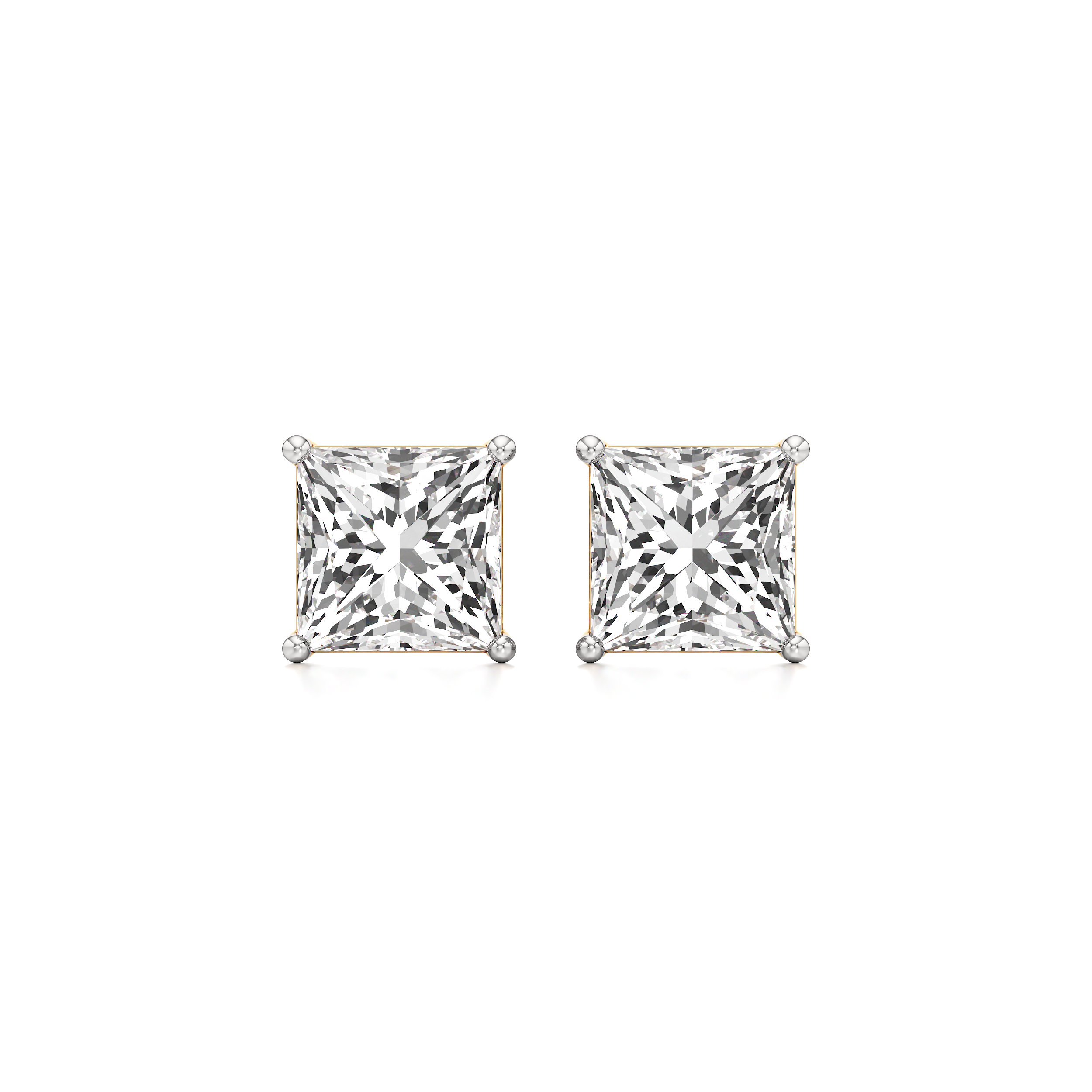 Princess Solitaire Stud Earrings