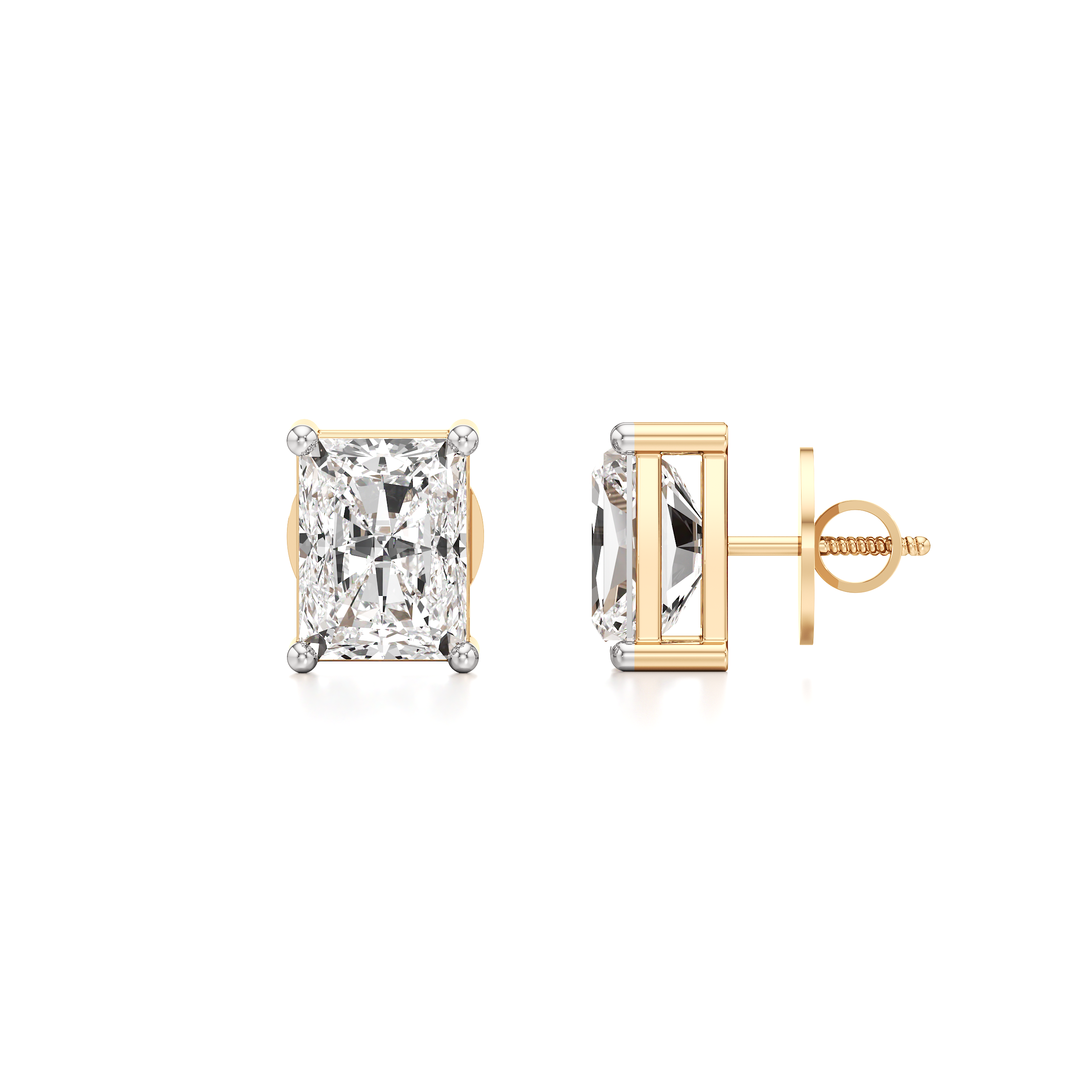 Radiant Solitaire Stud Earrings