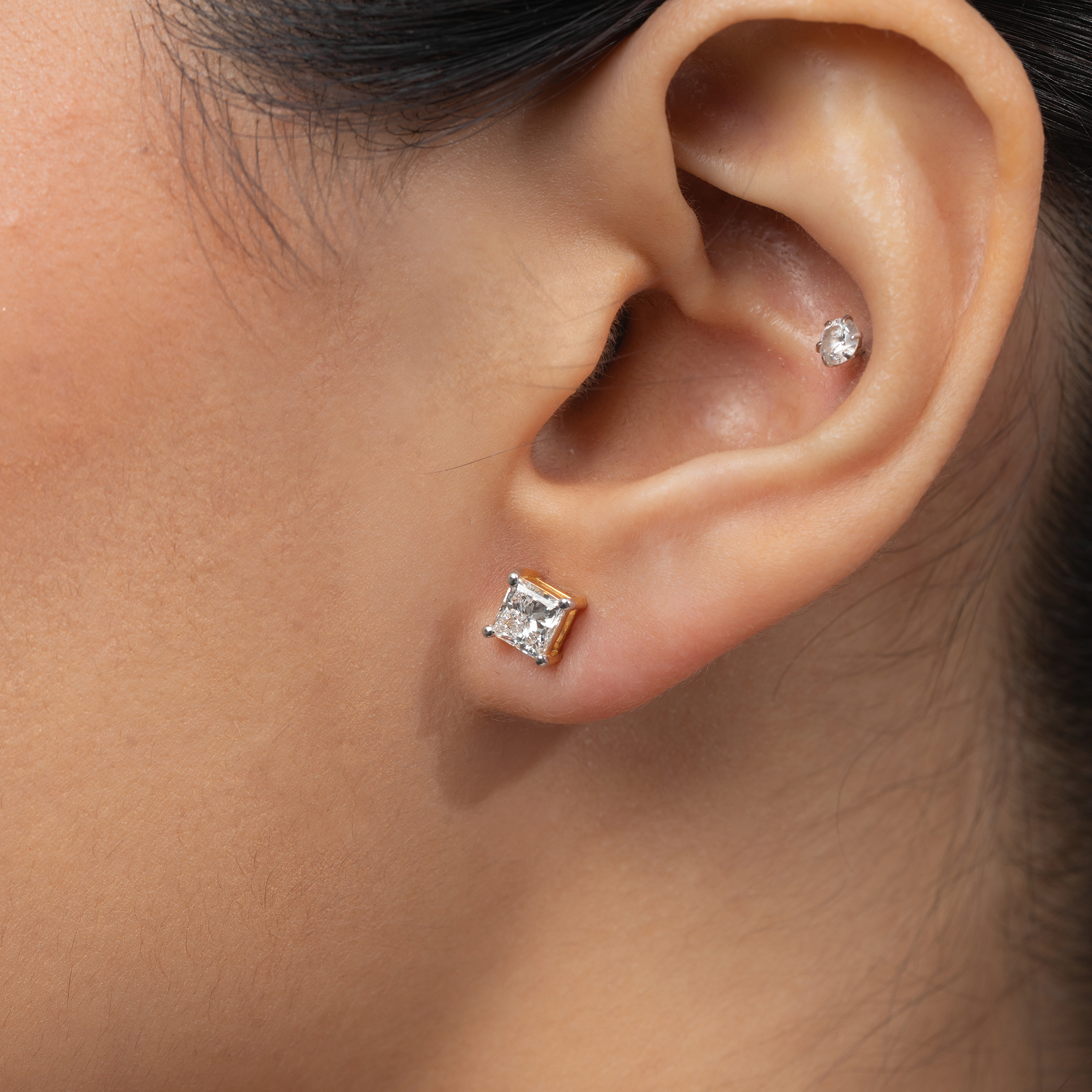 Princess Solitaire Stud Earrings
