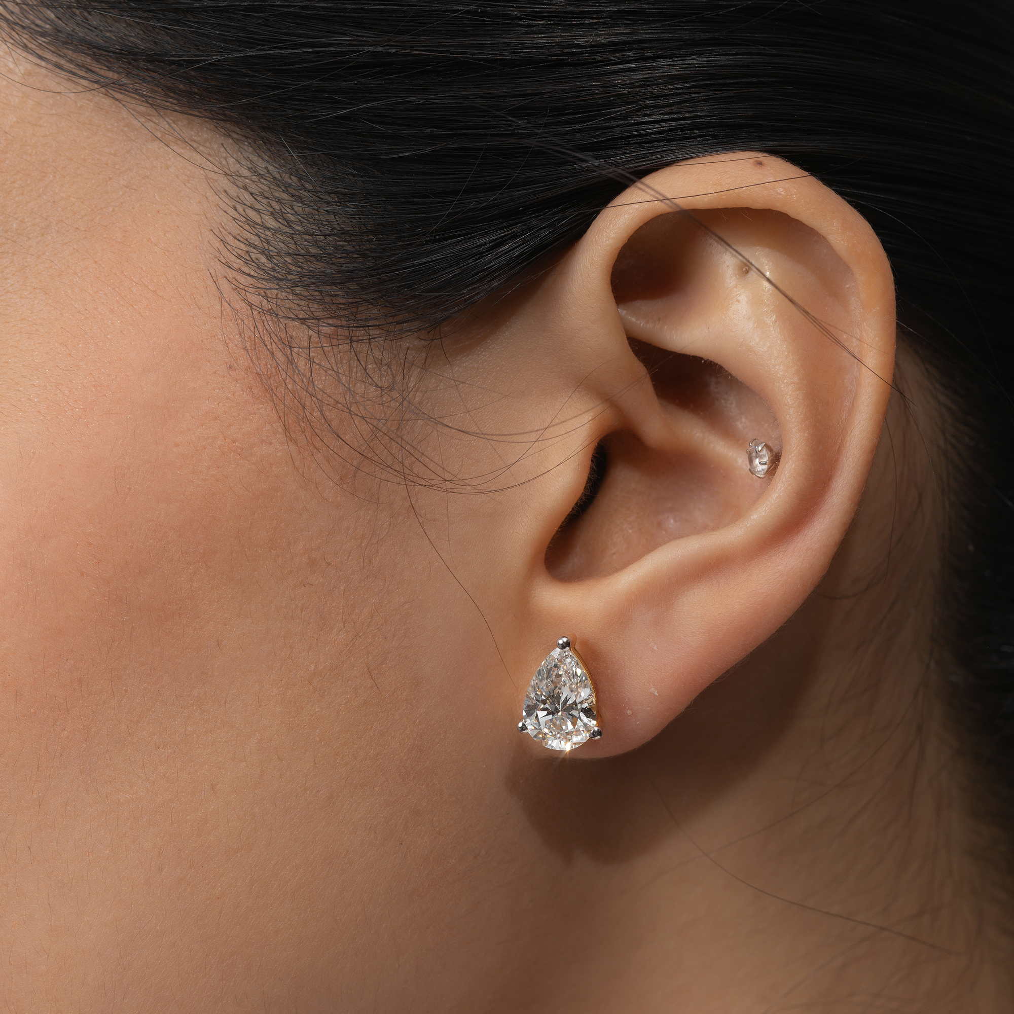 Pear Solitaire Stud Earrings
