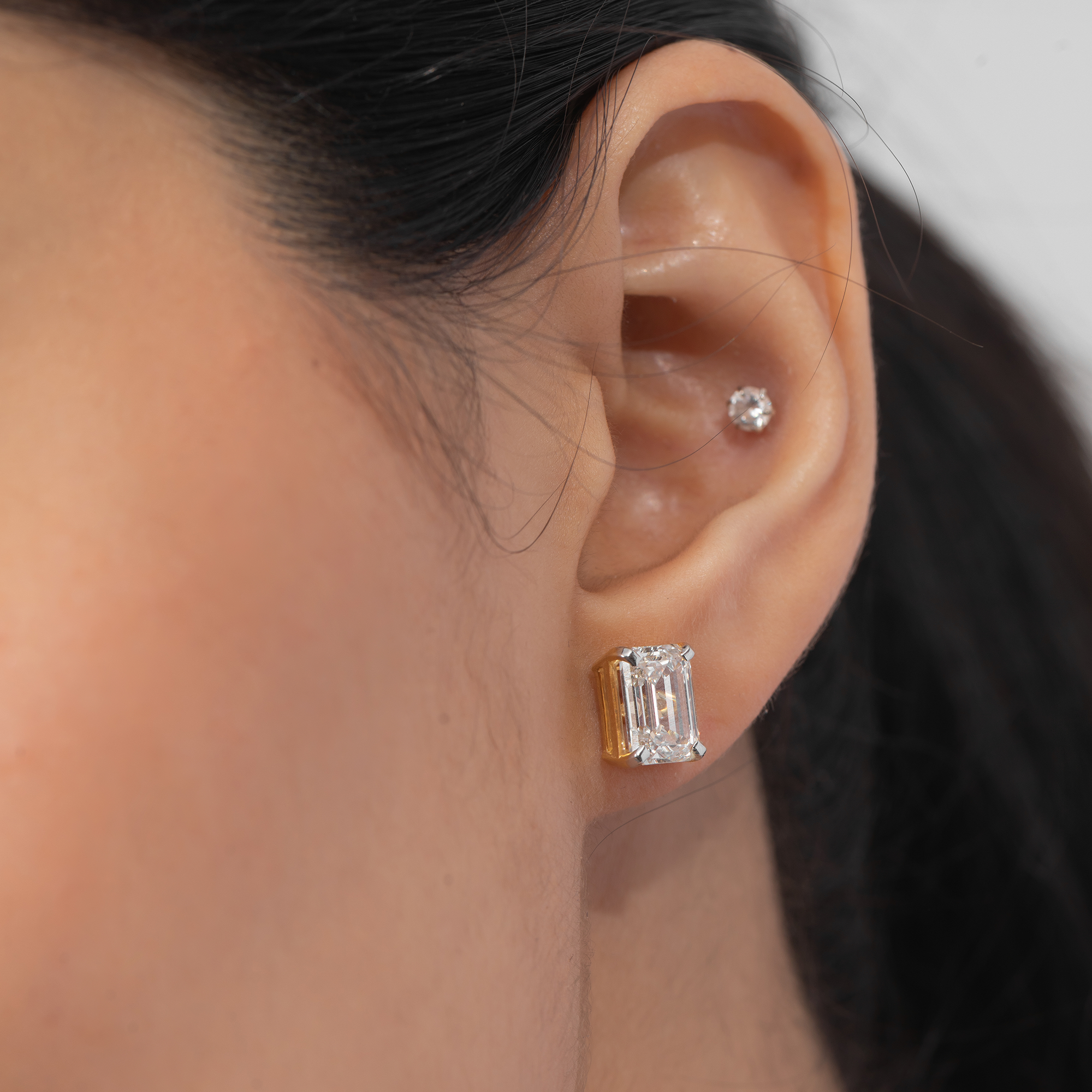 Emerald Solitaire Stud Earrings