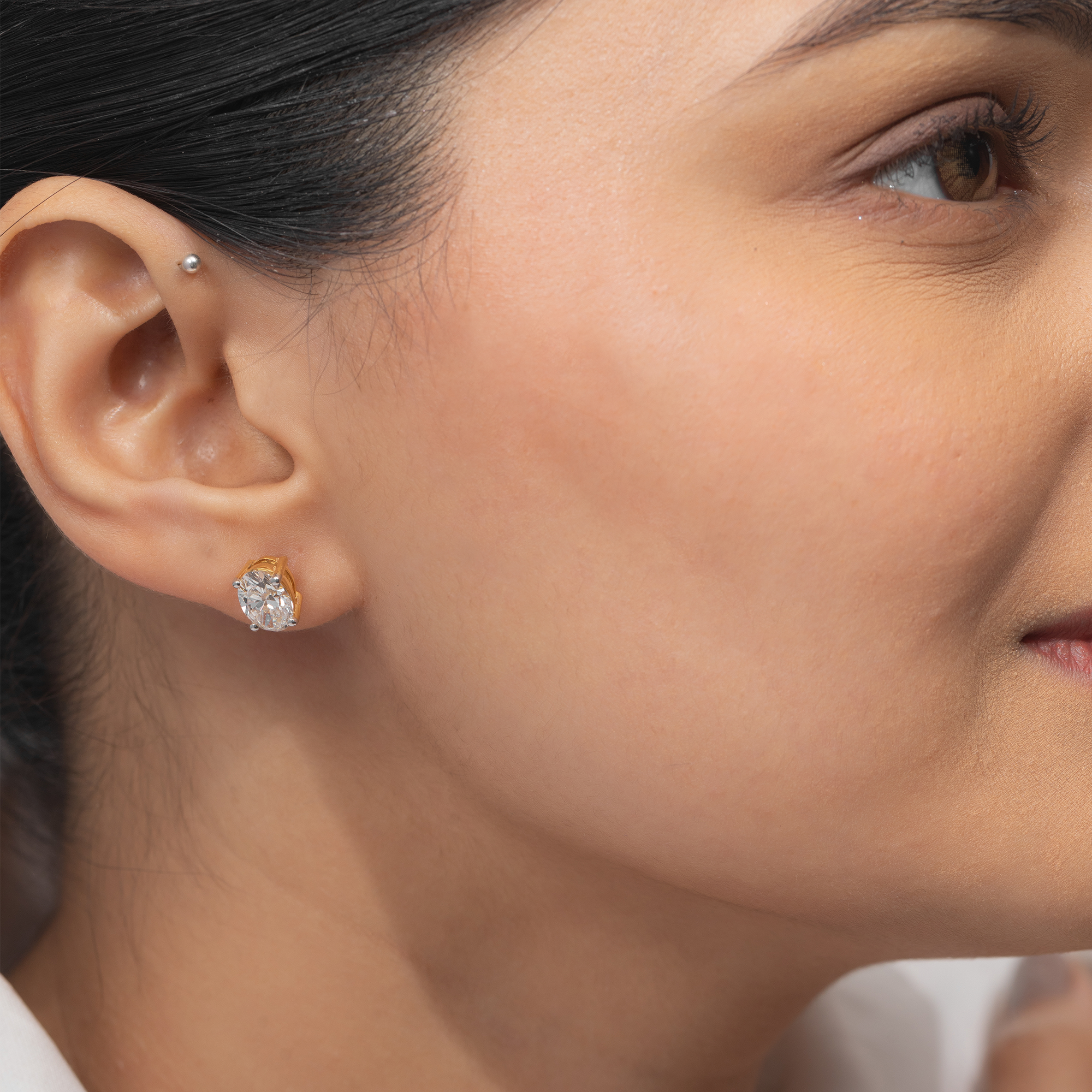 Oval Solitaire Stud Earrings