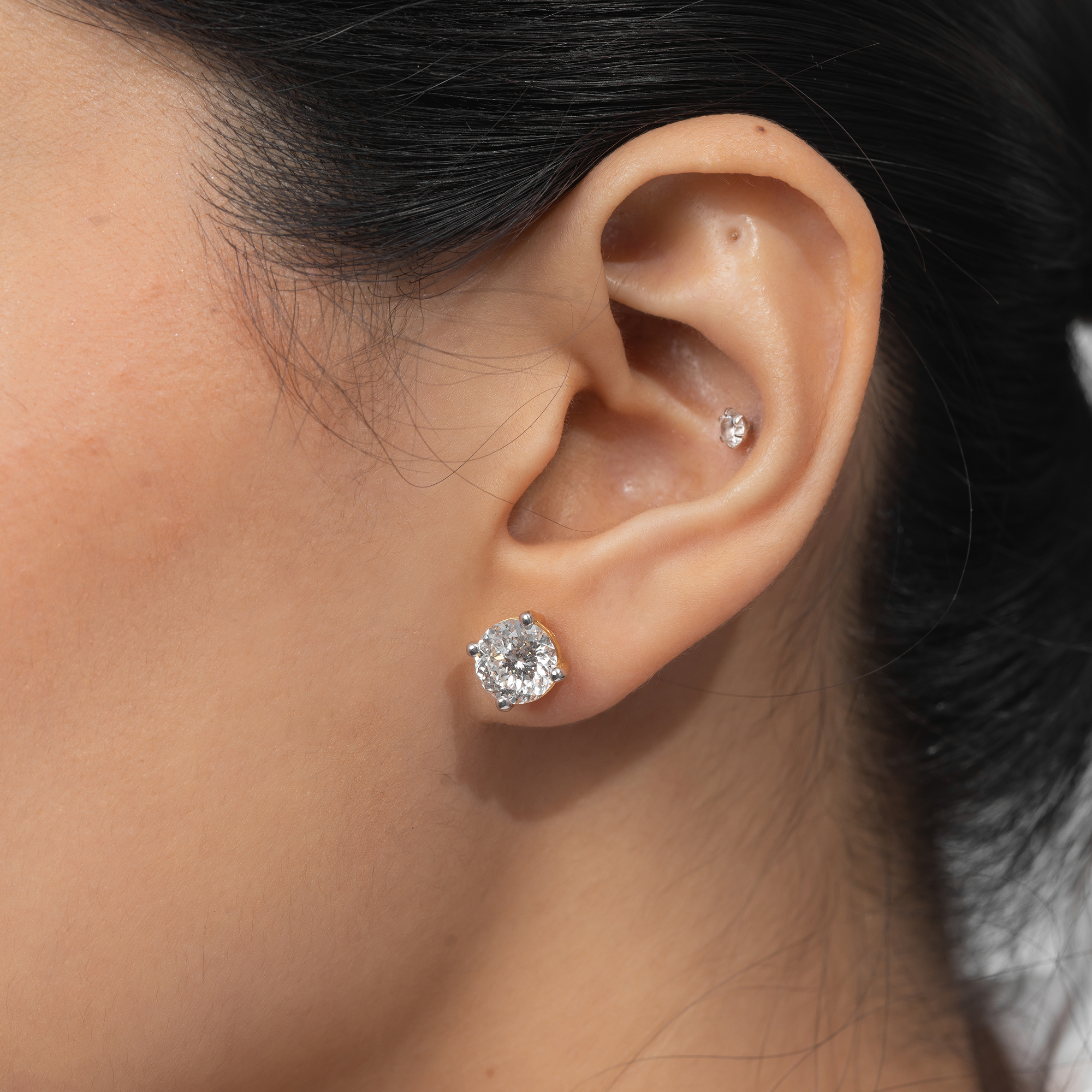 Portugese Solitaire Stud Earrings